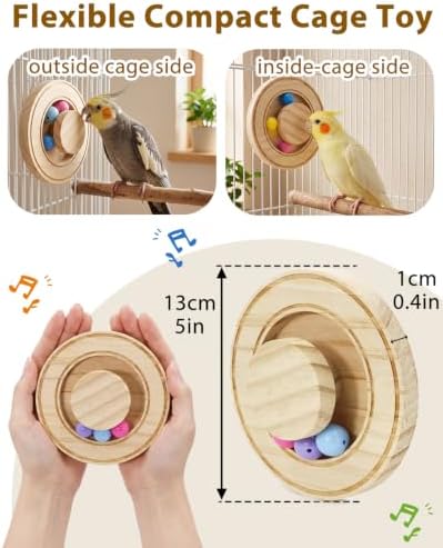 Wooden Bird Foraging Puzzle Toys with Safe Chewing Beads