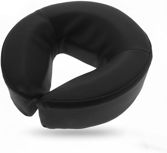 Royal Massage Universal Standard Memory Foam Face Cradle Cushion for Massage Tables – Ergonomic U-Shaped Headrest Pillow with Soft, Easy-Clean PU Leather – Spa Replacement (Black)