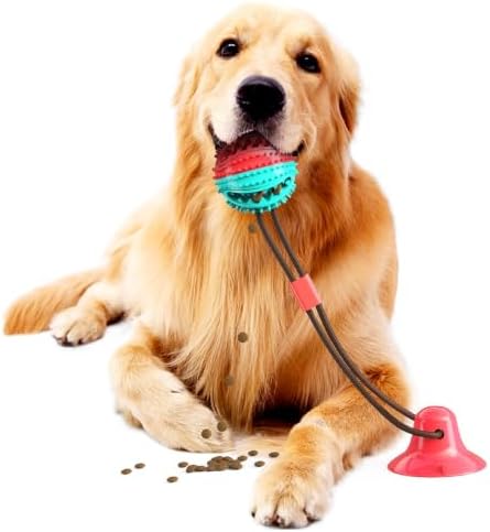 Pet Life ® 'Grip N' Play' Glass or Surface Suction Gripping Rope and Treat Dispensing Dental Ball Interactive Dog Toy