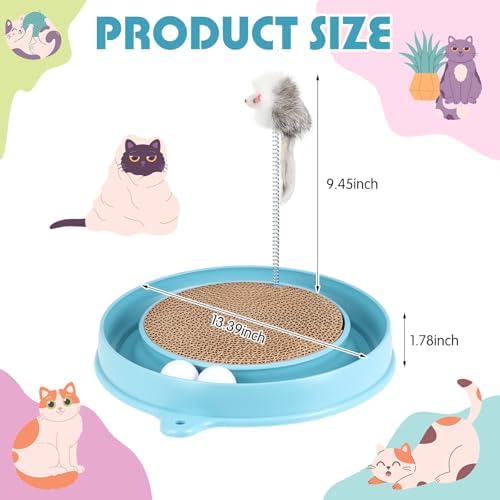 AceOrbit 3 Pcs Ball Track Toy Round Cat Scratcher with 2 Replacement Pads