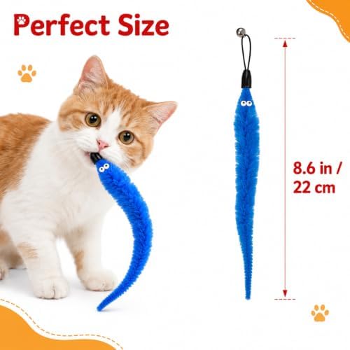 20Pcs Cat Worm Toy Refills, Interactive Cats Kittens Toys, Cat Wand Attachment Fuzzy Worm Toys for Indoor Cats