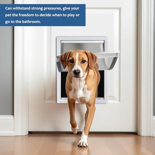 CEESC X-Large Dog Door, Magnetic Flap & Closing Panel, Black, Up to 85 lbs