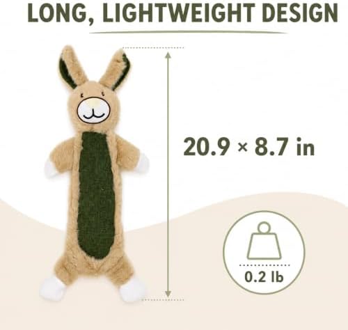 Rabbit Squeaky Plush Dog Toy with Crinkle for Puppies, Small/Medium Dogs