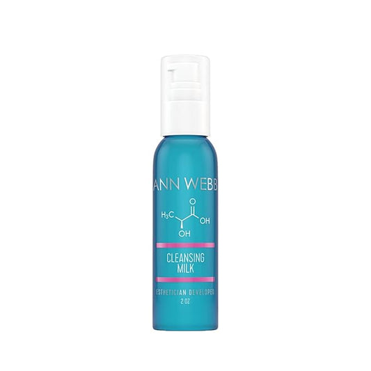 Facial Milk Cleanser - Gentle Daily Face Wash for All Skin Types. Thick, Hydrating, Moisturizing Cleanser w/Lactic Acid AHA Nourish & Rejuvenate 2oz