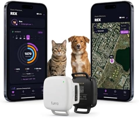 Smart GPS Pet Tracker for Cats & Dogs – Real-Time Location Tracking Collar Tag, Escape Alerts, Activity & Sleep Health Monitor, 3-Week Battery, Water-Resistant (White)