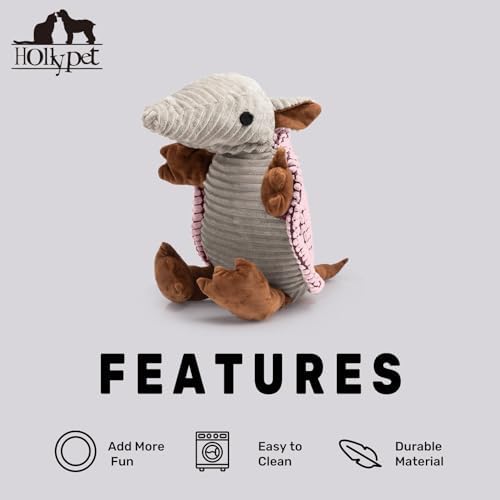 Hollypet Armadillo Squeaky Dog Toys for Medium Large Dogs, 14"