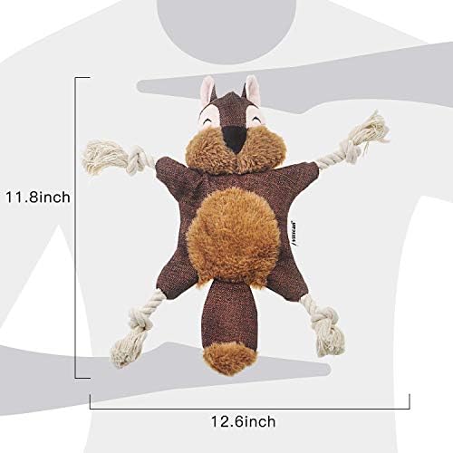 Vitscan Crinkle Dog Toy, No Stuffing Puppy Toys, Cotton Rope Limbs Stuffless Dog Toy with Squeaker, Plush Body Parts Squirrel Dog Squeaky Toys for Small Dog Chew Toys