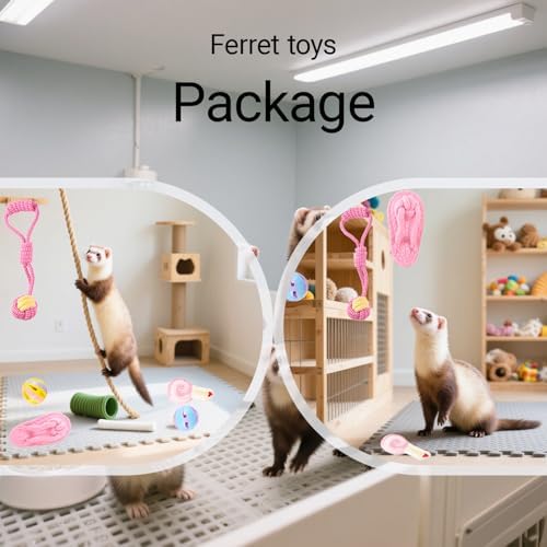 Ferret Toys Set Chew Rope Squeaky Exercise Toy Ferrets Rat Small Animals