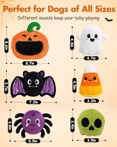 Swooflia 6 PCS Halloween Hide and Seek Dog Toys, Pumpkin Ghost