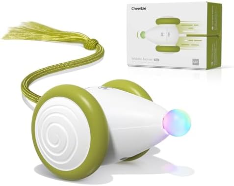 Cheerble Interactive Cat Toys for Indoor Cats, Automatic Moving Kitten Toys, Wicked Mouse Neo Cat Toy with Tail & Lights, Pet Cat Supplies, Rechargeable Cat Toys for Bored Indoor Adult Cats
