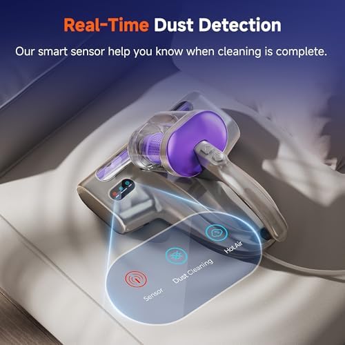 uwant 18Kpa Mattress Vacuum Cleaner 60000RPM Tap Bed Vacuum Set of 1 | 253.7Uv-C Light and Ultrasonic Bed Vacuum, 149℉ Hot Air, HEPA Filter, Metal Roller Mattress Vacuum for Sofa, Couch