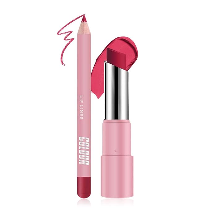 2-in-1 Red Matte Lip Liner & Lipstick Combo Set,Lips Kit with Lip Liner Lip Stains Long Lasting Waterproof Smudge Proof for Older Women 24 Hours Lipliners Pencil Lipstick Makeup Gift Kit,Vegan