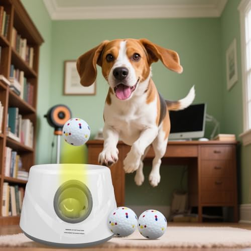 Automatic Dog Ball Launcher, 6 ETPU Balls, 20-45ft Distance