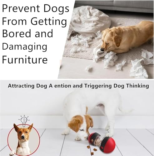 Dog Puzzle Feeder, Adjustable Treat Dispenser Ball Dog Slow Feeder Bowl, Puppy Interactive Chase Training Ball Dogs Food Dispensing for Small Medium