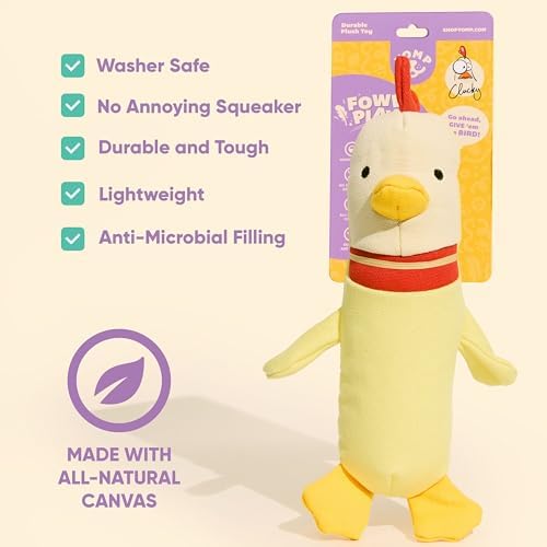 Yomp Chicken Dog Toy – Durable Stuffed, No Squeaker Dog Toys with Natural Canvas and Crinkle Paper – Interactive Stuffed Animal for Dogs (Clucky)