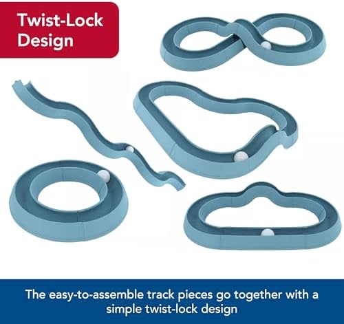 Coastal Pet Turbo Track Cat Toy - Cat Ball Toy & Racetrack - Easy Assembly - Slate Blue (1 Pack)