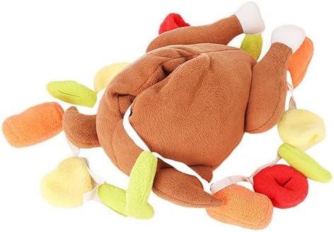 Thanksgiving Turkey Dog Toy, Interactive Hide & Seek Plush Turkey Stuffed Animal, Enrichment Toys for Dogs with Colorful Pull-Out Veggies, Funny Squeaky, Mental Stimulation & Boredom Relief