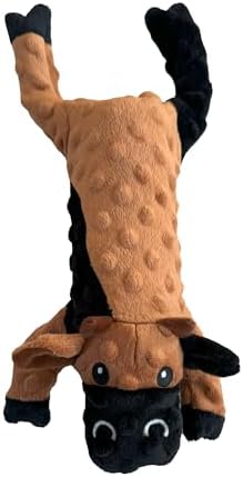 SPOT Skinneeez Extreme Stuffers Cow - Stuffing Free Dog Toy with Squeaker & Rip Stop Mesh Lining for Durability- Insert Plastic Bottle for Extra Crunch, for Small to Medium Puppies & Dogs - 14in