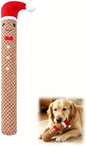 2026 Upgraded Indestructible Plush Dog Toy for Aggressive Chewers, Interactive Squeaky Chew Toy, Durable Teething Toy for Small, Medium & Large Dogs (Gingerbread Man)