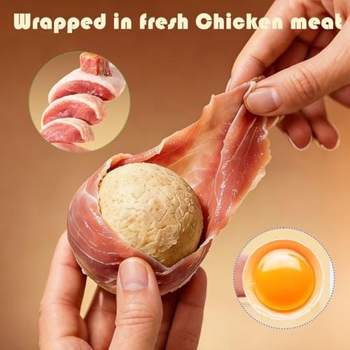 Dog Treats,Chicken Wrapped Rawhide Spherica,Egg Yolk,200g,Teeth Cleaning Snacks,for Small Medium Large Dogs,2PCS