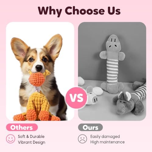 2026 New Dog Toys, Indestructible Plush Dog Toy for Aggressive Chewers, Interactive Squeaky Soft Puppy Chew Toy, Durable Teething Toys for Small Medium Large Dogs (Orange+Blue)