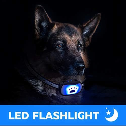 [Newest 2019] Dog Anti Bark Collar with Upgraded Smart Chip Stop Anti-Barking Modes - Sound/Vibration/Shock/LED Flashing Light - Rechargeable/Rainproof/Reflective for Small, Medium, Large Dogs
