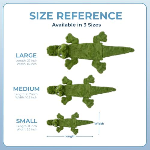 Best Pet Supplies 2-in-1 Stuffless Squeaky Dog Toy - Alligator, Medium | No-Stuffing, 2 built-in squeakers, No Mess, Soft, Holds a Plastic Bottle for Added play, Perfect for Moderate chewers
