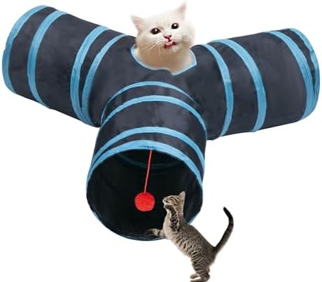 Cat Tunnel Tube Toys, 3 Ways Tunnels for Indoor Cats with Play Ball