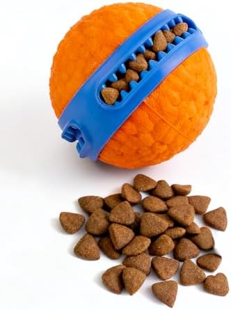 Dog Rubber Ball Dog Toy, Tennis & Puzzle Toy with Treat Dispenser for Aggressive Chewers, Teething Puppies and Interactive Play