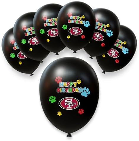 NFL San Francisco 49ers Pet Birthday Party Balloons Set of 6 Licensed NFL Football Team Dog & Cat Birthday Party Decoration Sports Theme Dogs B-Day Pawty Balloon Celebration