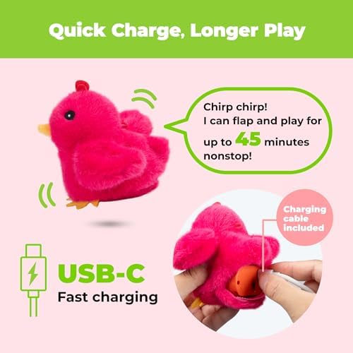 Best Pet Supplies Catify Interactive Flapping Cat Toy - Chick, Fuchsia