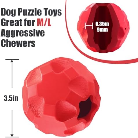 Rubber Treat Dispensing Dog Toys for Aggressive Chewers Large Breed | Dog Treat Ball for Dogs, Balls for Dogs, Interactive Dogs Toys for Boredom to Keep Them Busy, Treat Toy Ball