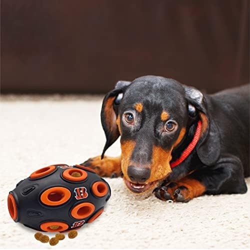 NFL Cincinnati Bengals Football Treat Dispensing Toy for Dogs and Cats, Rubber Ball Dog Toy, Interactive Fun Dog Treat Toy, Natural Rubber Dog Feeding Toy