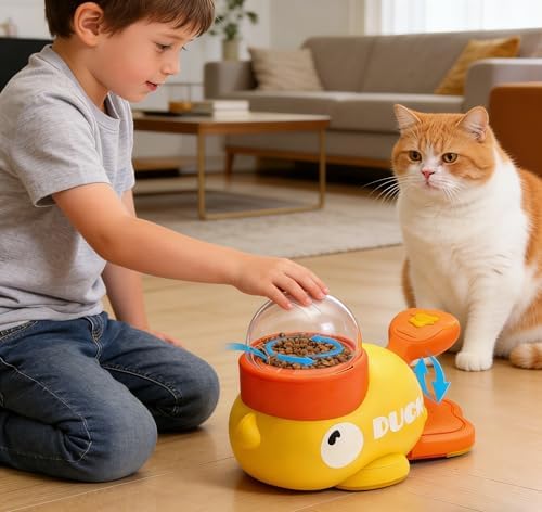 Duck Dog Treat Dispenser Toy for Small Breeds - Interactive Slow Feeder Puzzle & Food Dispensing Toy, Mental Stimulation Puppy Chew Toy for Healthy Digestion & IQ Training (White)