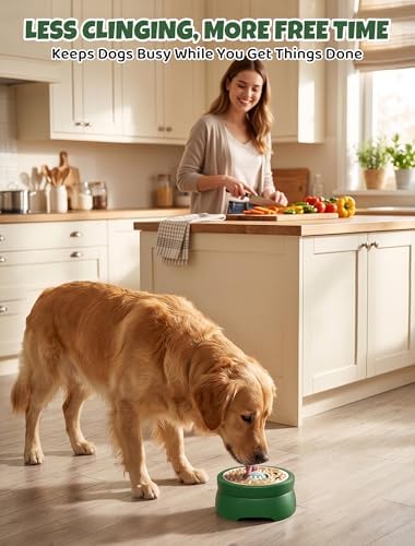 ORDORA Slow Feeder Dog Lick Bowl with Rolling Ball for Liquids and Spreads