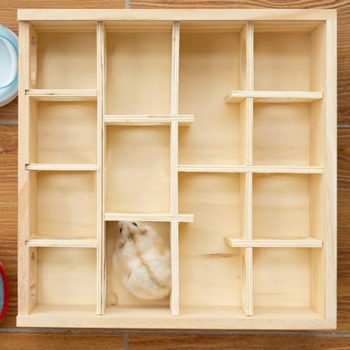Hypeety Wooden Maze Tunnel Toy with Plastic Cover, Small Pet Animals Activity Sport Labyrinth Dwarf Hamster Play Toys Maze Tunnel Mice Wooden Funny Toy