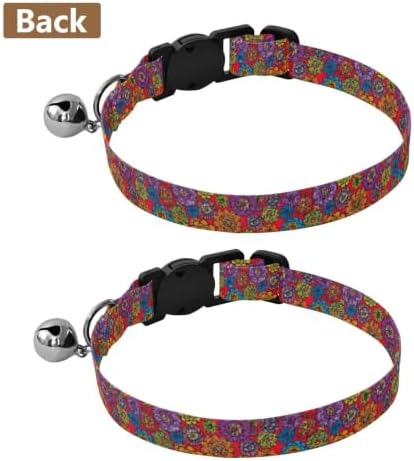 Boho Mandala Flowers Pet Collar 2 Pack Soft Cat Collar Adjustable 10.6 to 17.1 Inches