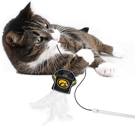 Pets First NCAA Iowa Hawkeyes Team Jersey Wand with CAT NIP, Cat Toy Jersey Shaped Plush Teaser Toy for Cats & Kittens - Interactive Pet Toy for Play & Exercise