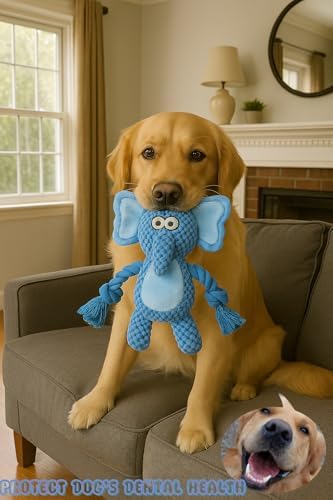 Plush Elephant Dog Toy, Squeaky Interactive Tug Toy for Small Medium Dogs