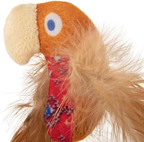Instincts by SmartyKat 2-Pack HappyNip Love Mates Feather Birds Plush Cat Toys, Contains Catnip & Silvervine - Orange/Green, 2-Pack