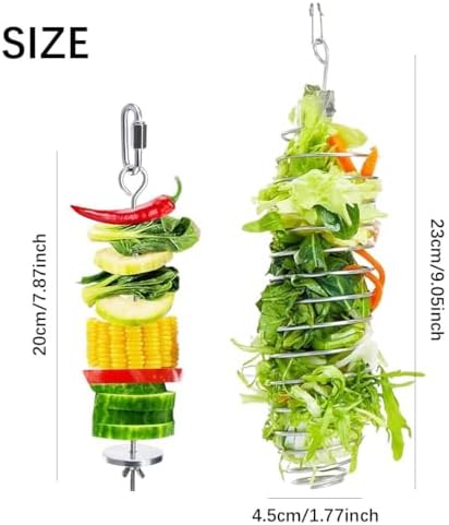 2 Pcs Rat Enrichment Toys - 304 Stainless Steel Rat Foraging Toy, Fruit & Vegetable Holder for Mice, Rats Cage Accessories Hanging Rodent Slow Feeder Puzzle Toy Parakeet Foraging Tool Rats Toys