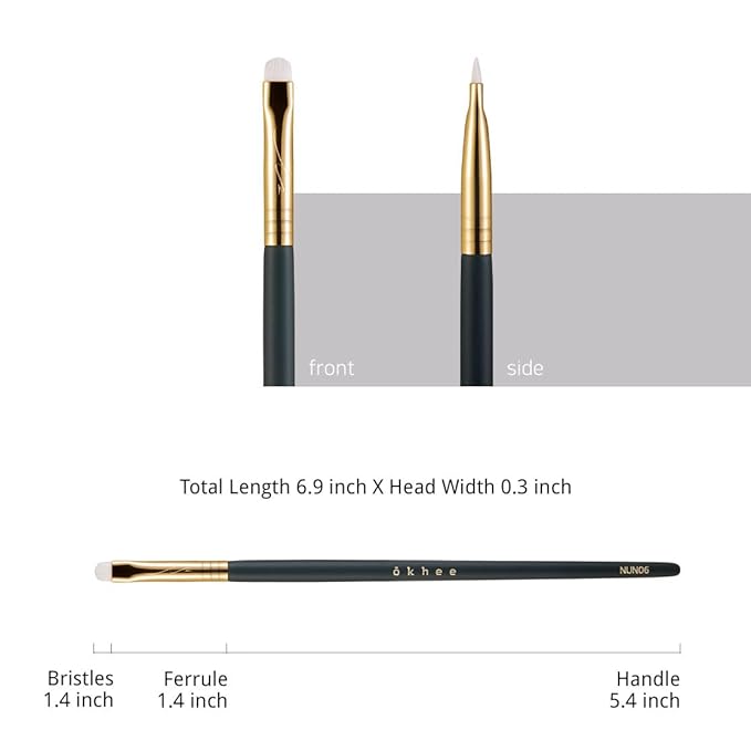SOO ADOR okhee Eyeline Smudge Brush NUN06 – Professional Korean Eye Makeup Brush, Flat Precision Smudge Brush for Soft Eyeliner, Eyeshadow Blending & Natural Eye Definition