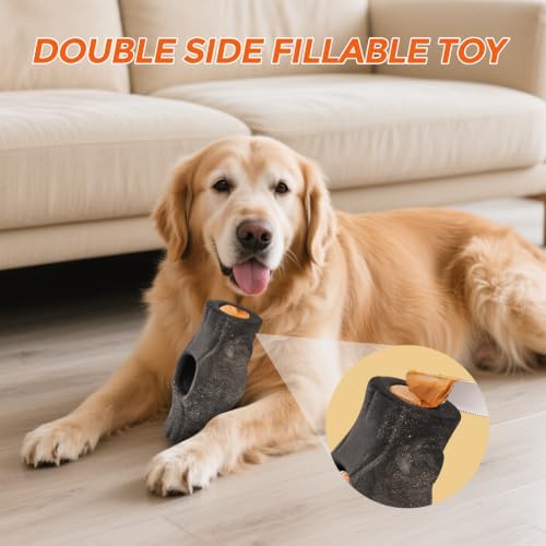 AUSCAT Indestructible Dog Frozen Treat Toy, Dog Enrichment Toys for Aggressive Chewers, Durable Chew Toy to Keep Them Busy, Stump Shape