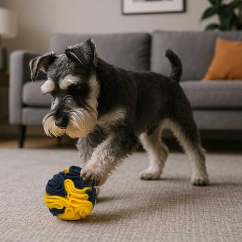 Glory To Dog Puppy/Small Breed Snuffle Ball Toy Bright Yellow & Royal Blue