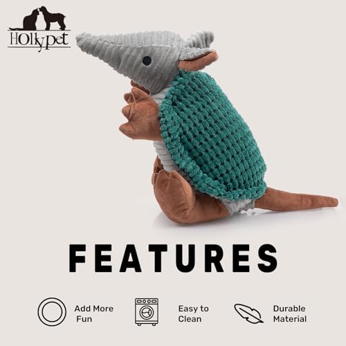 Hollypet Armadillo Squeaky Dog Toys for Medium Large Dogs, 14"