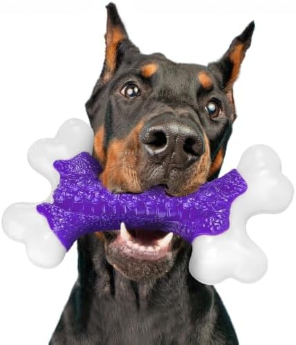 Kseroo Indestructible Dog Toys for Aggressive Chewers: Bacon Flavored Hard Nylon Bone Chew Toys, Tough Dog Chew Toys for Large Dogs, Dog Toys to Keep Them Busy for Medium Large Breed, Purple