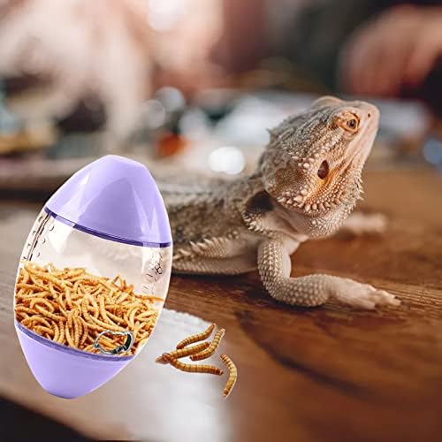 ALI2 Bearded Dragon Feeder Toy Rugby Shape, Reptile Interactive Enrichment Toy for Lizard, Gecko and Small Animals