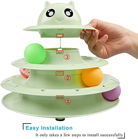 UPSKY Cat Toy Roller 3-Level Turntable Cat Toys with Six Colorful Balls | Puzzle Kitten Toys, Sturdy Structure, Detachable Design, Easy to Assemble, Anti-Slip, Reduces Boredom for Indoor Cats