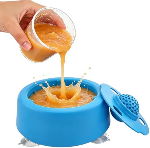 Slow Feeder Dog Bowls for Liquid Treats, Dog Licking Bowl with Rolling Ball, Entertained Ball Dog Lick Bowl, Promotes Hydration and Calm Licking, Large Capacity Dog Lick Bowl for All Breeds