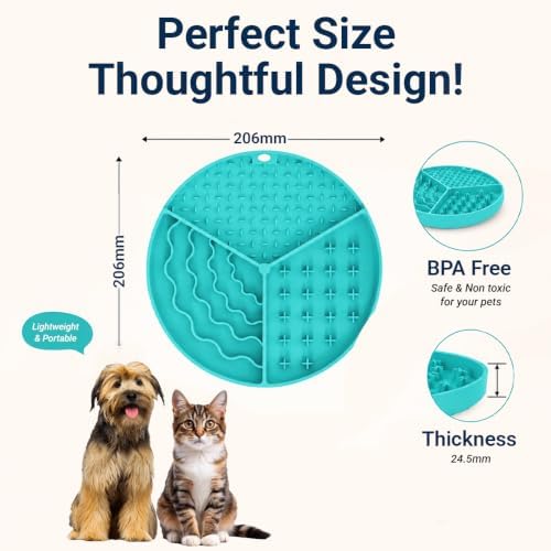 Large Size Cat & Dog Slow Feeder Puzzle Toy, Interactive Puzzle Feeder Bowl, Dog Lick Mat, Cat Food Puzzle, Pet Feeding Toy for Mental Stimulation, BPA Free Silicone, Dishwasher Safe (Green)